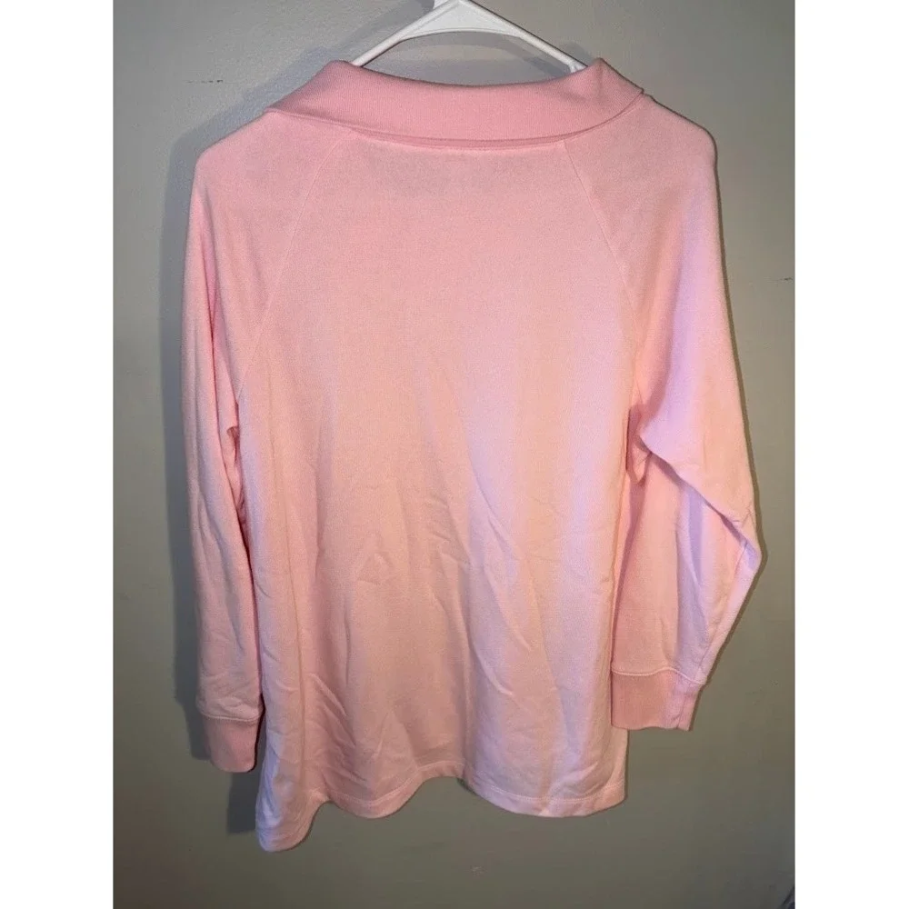 J. Crew Womens Pink Asymmetrical Button Collar Raglan Fleece Sweatshirt Size S